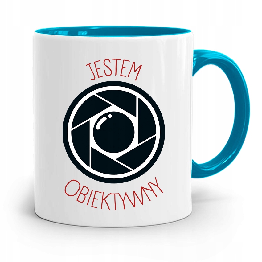Kubek Błękitny Fotografa Jestem Obiektywny Prezent Z Nadrukiem Ze Zdjęciem