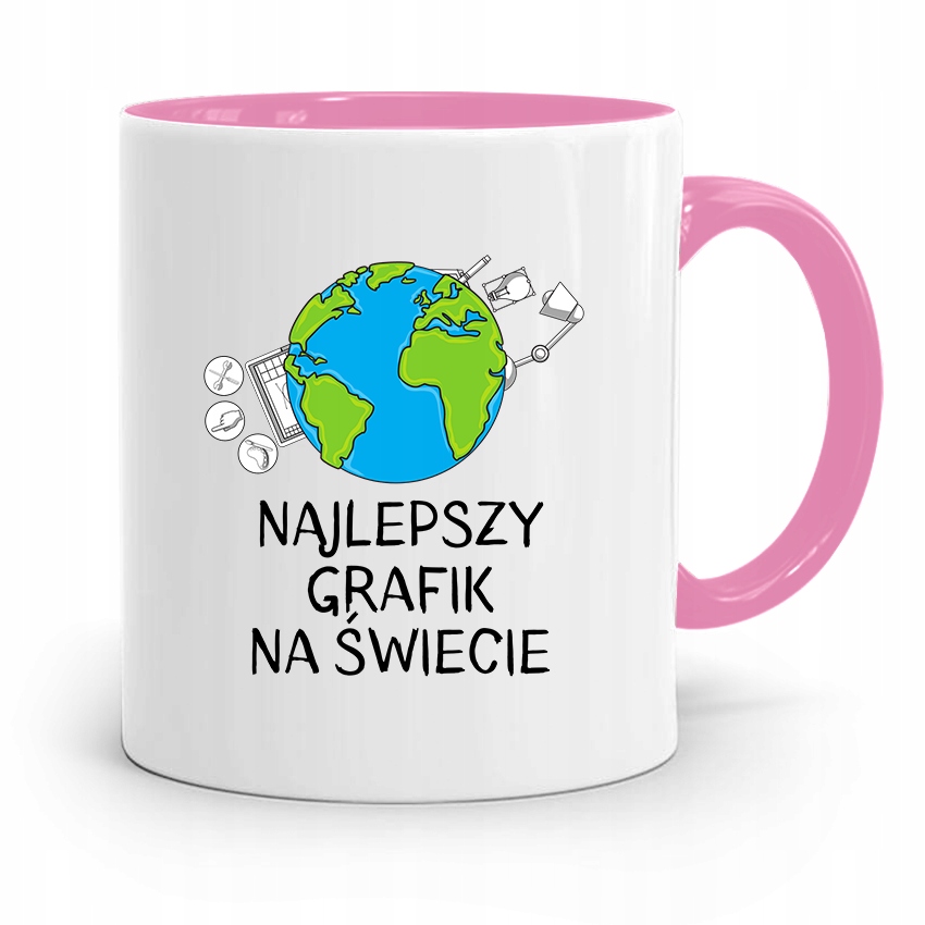 Kubek Różowy Dla Najlepszego Grafika Na Świecie! Z Nadrukiem Ze Zdjęciem