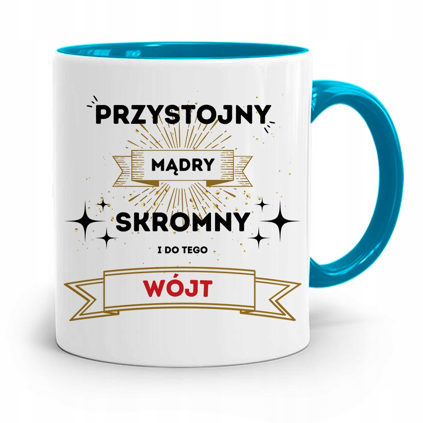 Dla Wójta Kubek Błękitny Prezent Przystojny I Mąry Z Nadrukiem Ze Zdjęciem