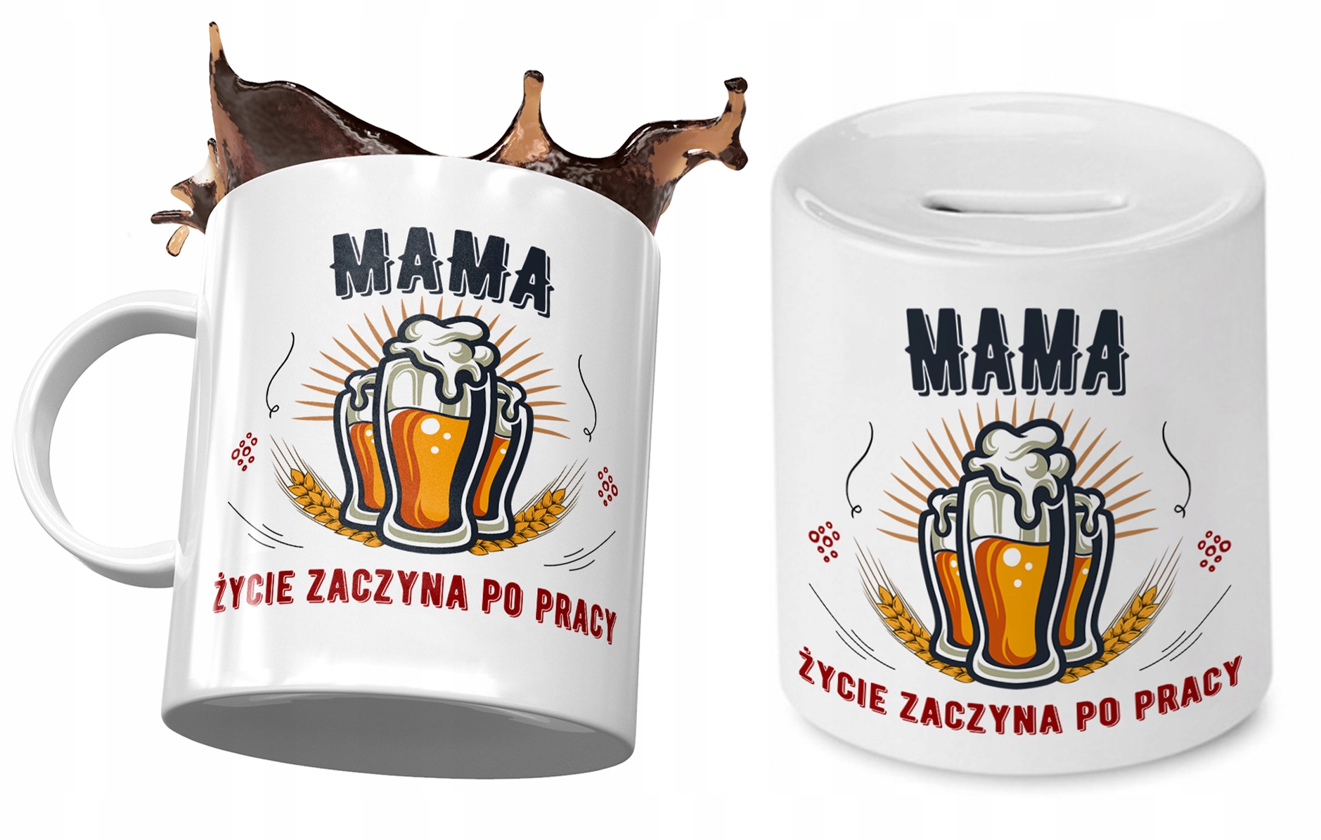 Dla Mamy Zestaw Kubek + Skarbonka Prezent Z Nadrukiem Ze Zdjęciem