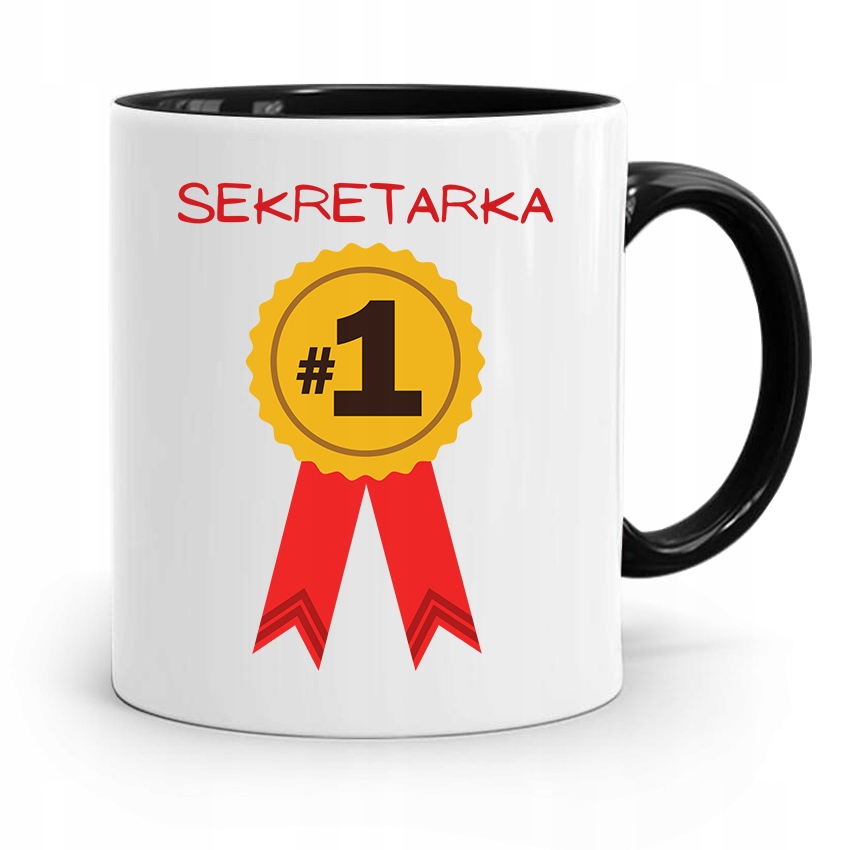 Kubek Czarny Prezent Dla Sekretarki Numer Jeden Z Nadrukiem Ze Zdjęciem
