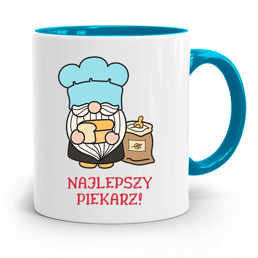 Kubek Błękitny Prezent Dla Najlepszego Piekarza Z Nadrukiem Ze Zdjęciem