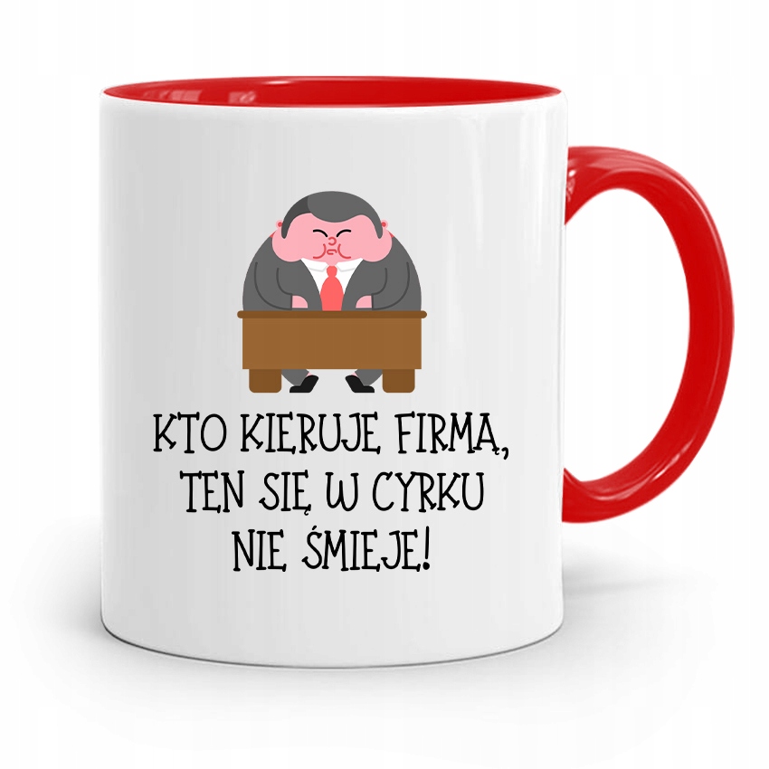 Kubek Czerwony Dla Kierownika Kto Kieruje Firmą Z Nadrukiem Ze Zdjęciem