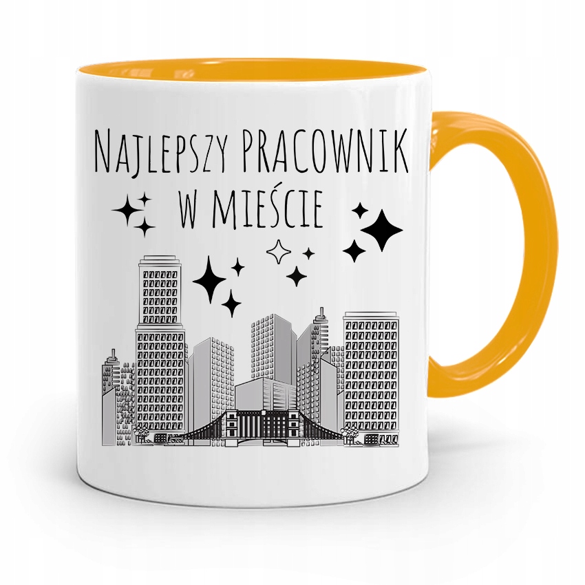 Dla Pracownika Kubek Żółty Najlepszy Pracownik Z Nadrukiem Ze Zdjęciem