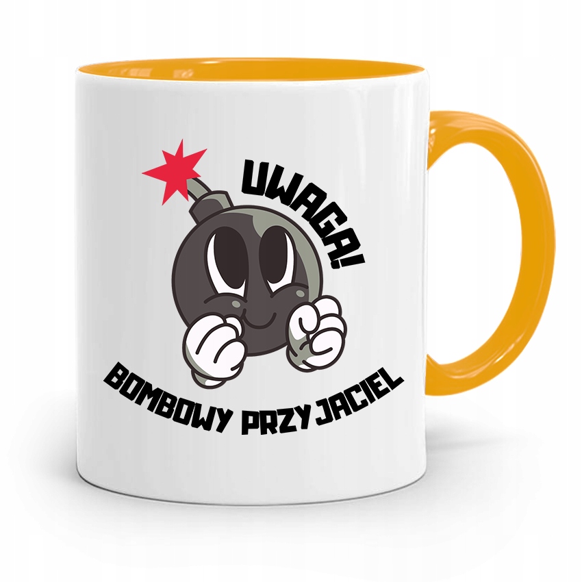 Kubek Żółty Dla Przyjaciela Bombowy Przyjaciel Z Nadrukiem Ze Zdjęciem