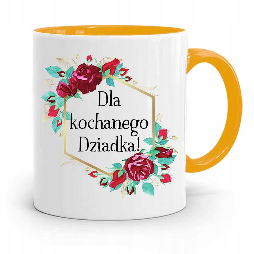 Kubek Żółty Na Dzień Dziadka Dla Kochanego Dziadka Z Nadrukiem Ze Zdjęciem