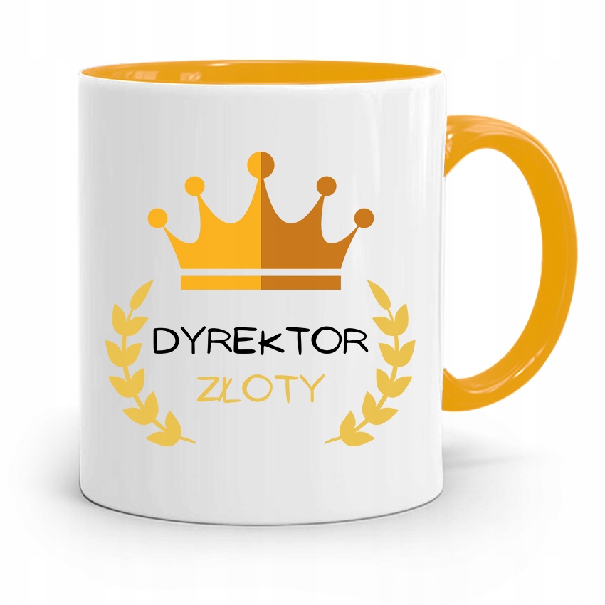 Dla Dyrektora Kubek Żółty Dyrektor Złoty Z Nadrukiem Ze Zdjęciem