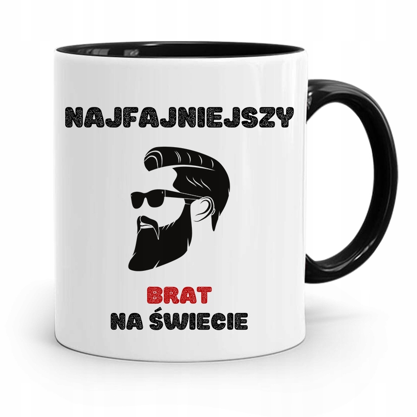 Kubek Czarny Prezent Dla Brata Najfajniejszy Brat Z Nadrukiem Ze Zdjęciem