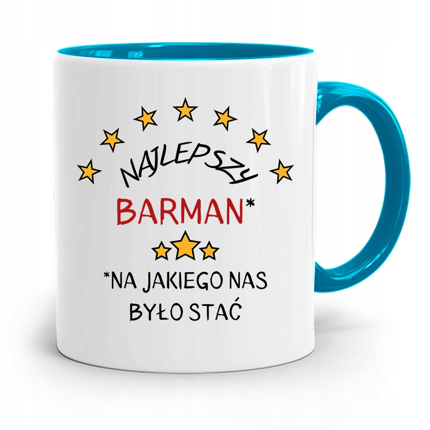 Kubek Błękitny Dla Barmana Najlepszy Barman Z Nadrukiem Ze Zdjęciem