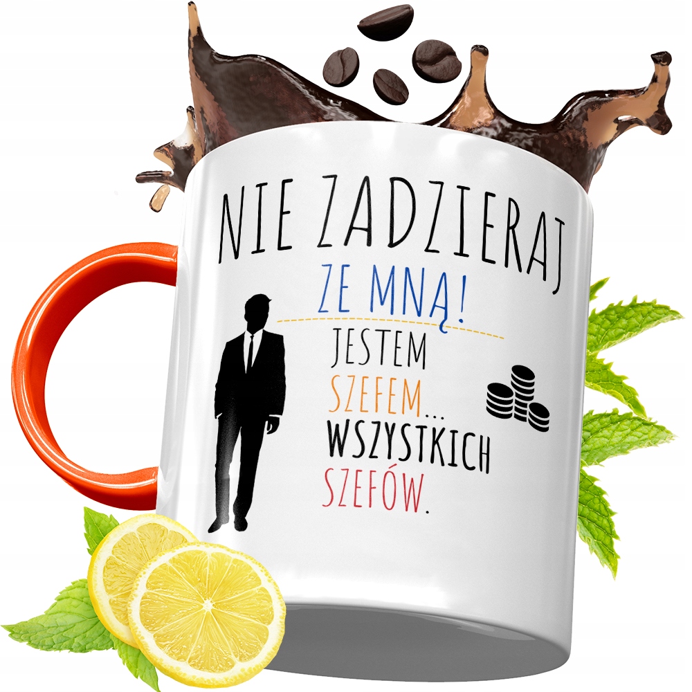 Kubek Pomarańczowy Dla Szefa Prezent Z Nadrukiem Ze Zdjęciem