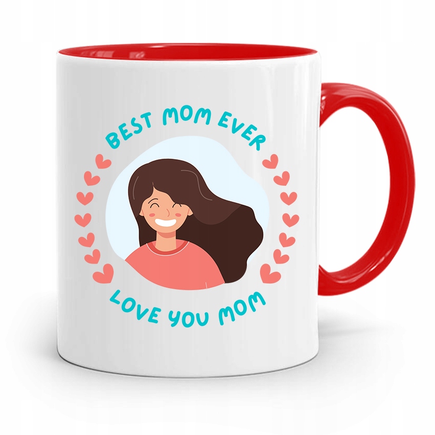Kubek Czerwony Prezent Dla Mamy Matki Best Mom Z Nadrukiem Ze Zdjęciem