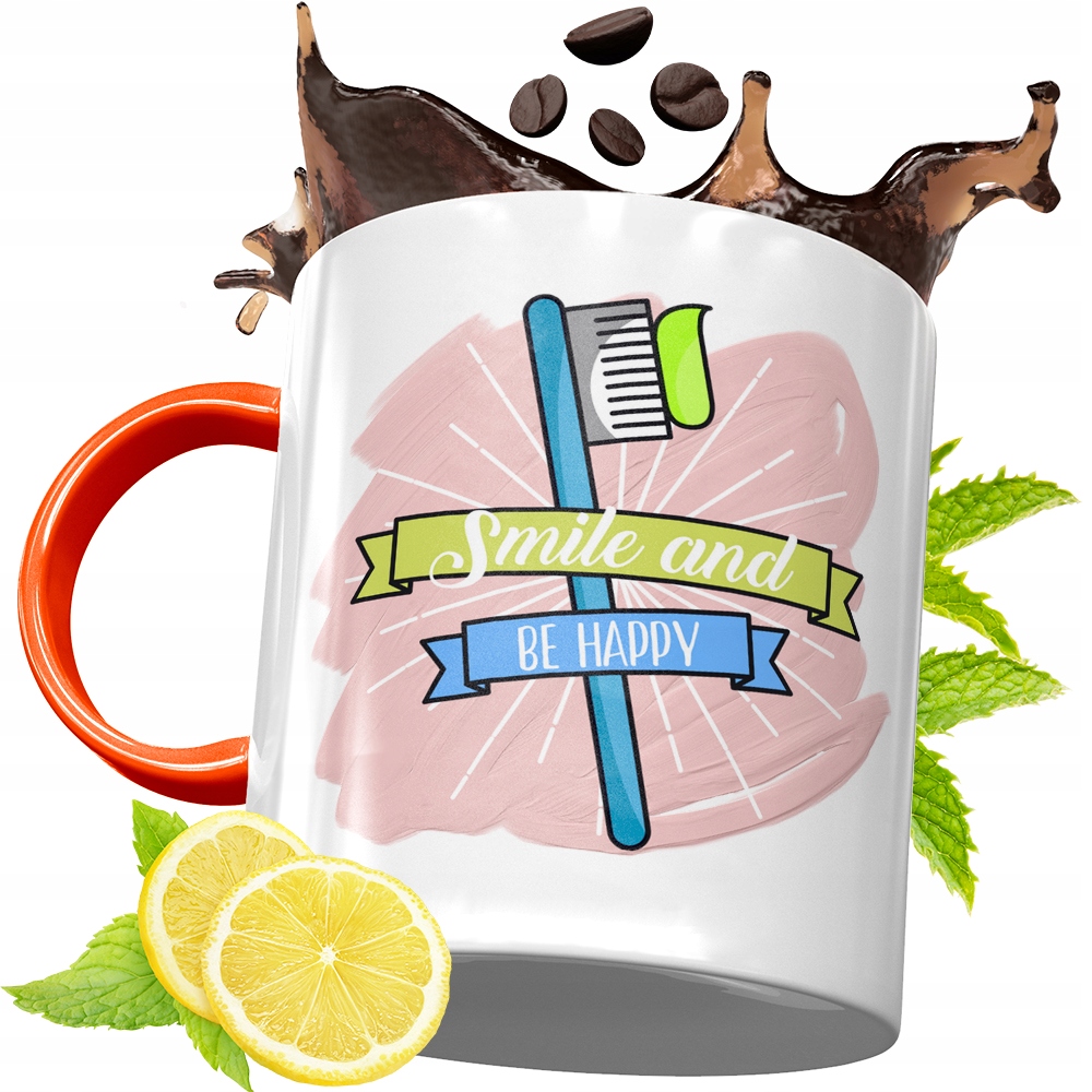 Kubek Pomarańczowy Dla Dentysty Prezent Z Nadrukiem Ze Zdjęciem