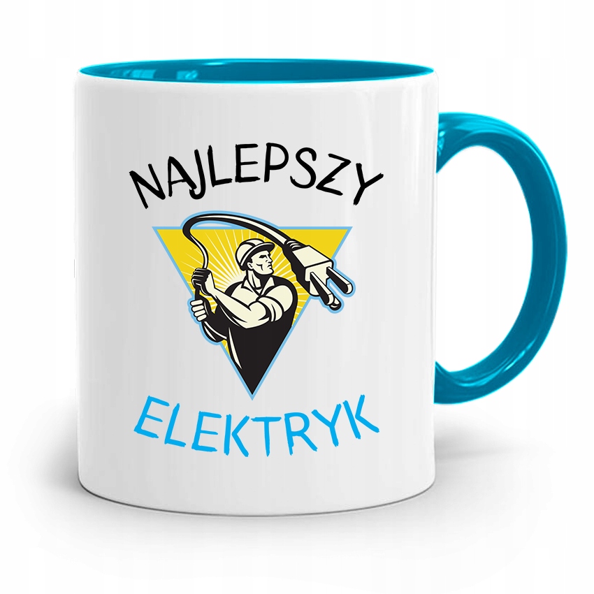 Kubek Błękitny Prezent Dla Najlepszego Elektryka Z Nadrukiem Ze Zdjęciem