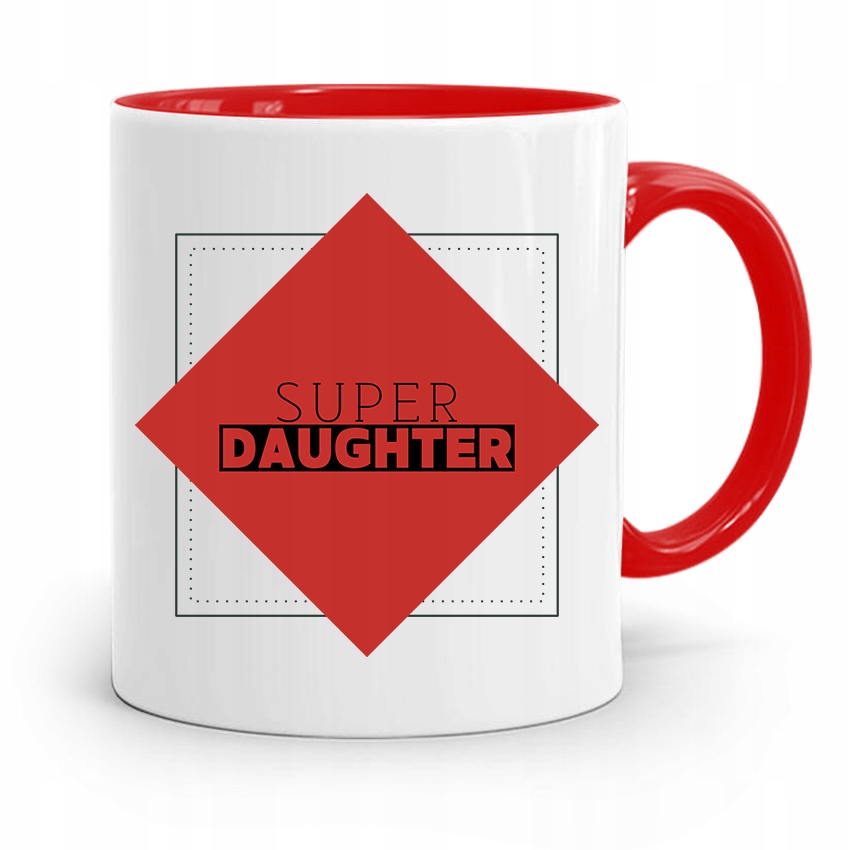 Kubek Czerwony Prezent Dla Córki Super Daughter Z Nadrukiem Ze Zdjęciem