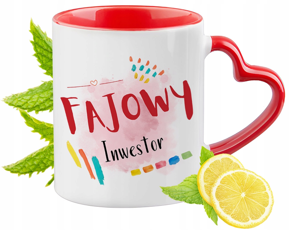 Kubek Dla Inwestora Czerwony Z Uszkiem W Kształcie Serca Na Prezent