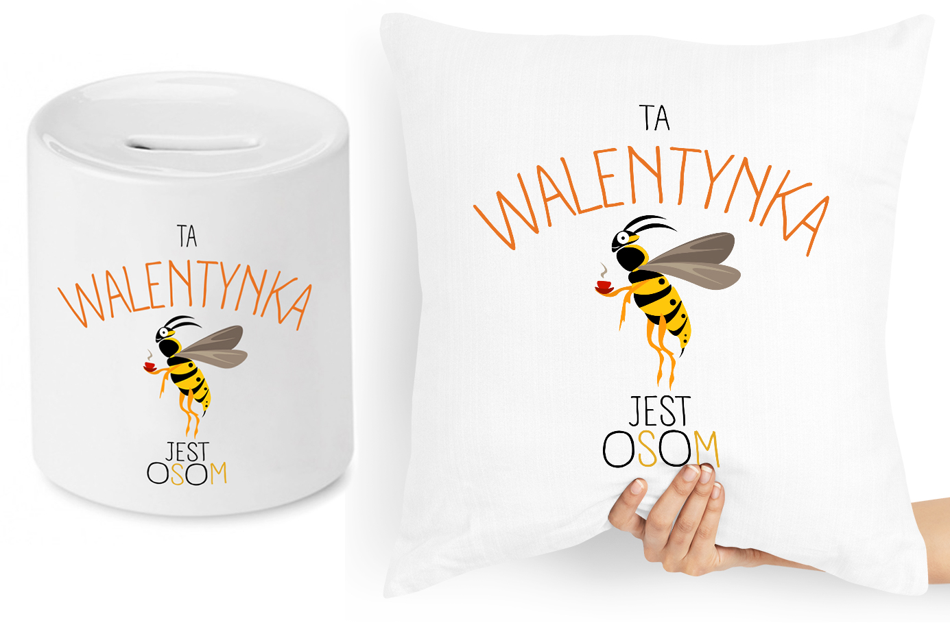 Na Walentynki Zestaw Poduszka + Skarbonka Prezent Z Nadrukiem Ze Zdjęciem