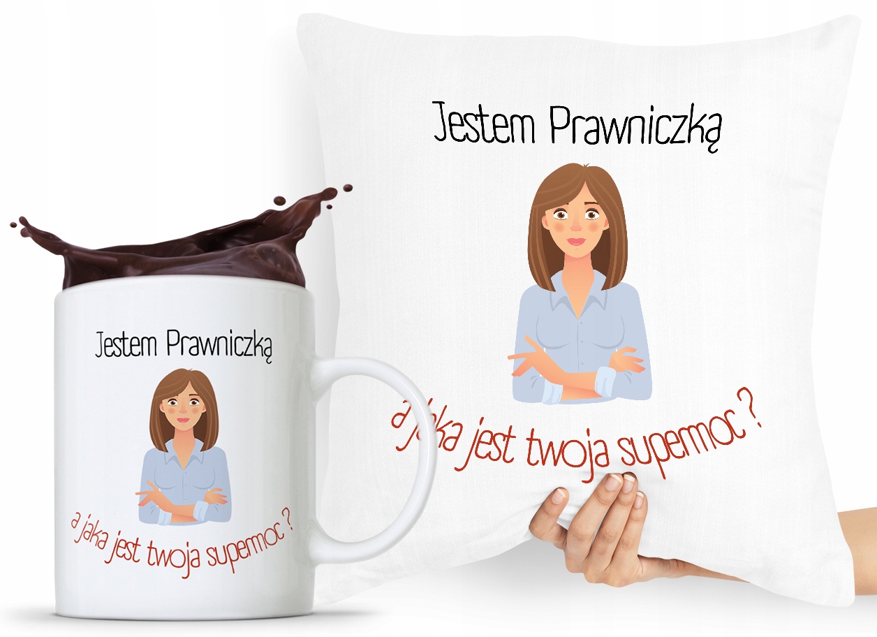 Zestaw Poduszka + Kubek Prezent Dla Prawnika Z Nadrukiem Ze Zdjęciem