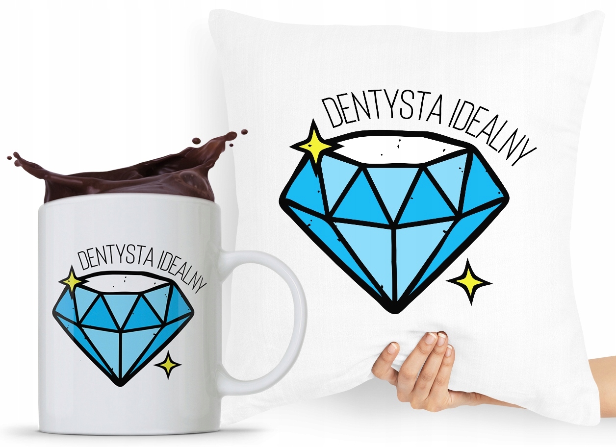 Zestaw Poduszka + Kubek Dla Dentysty Stomatologa Z Nadrukiem Ze Zdjęciem