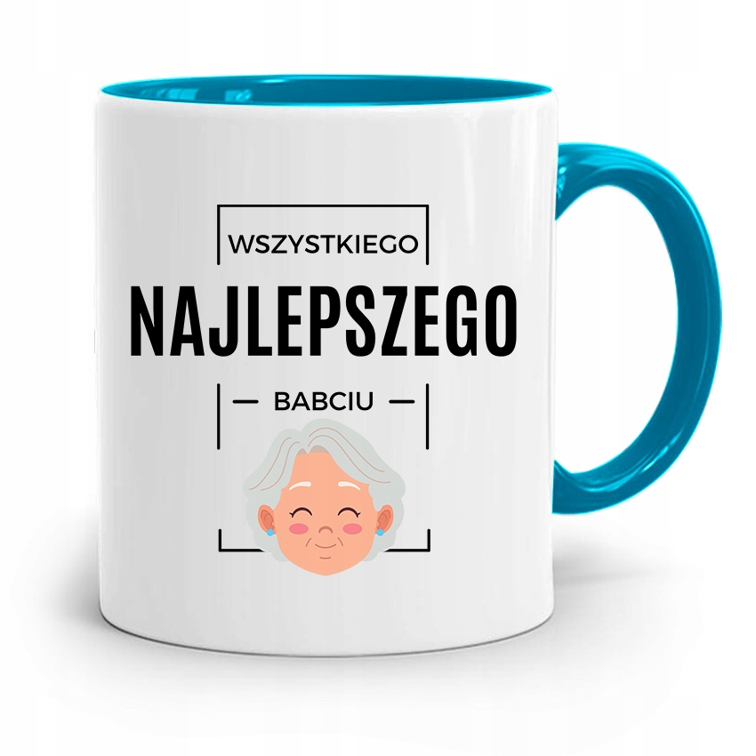 Kubek Błękitny Dzień Babci Wszystkiego Najlepszego Z Nadrukiem Ze Zdjęciem