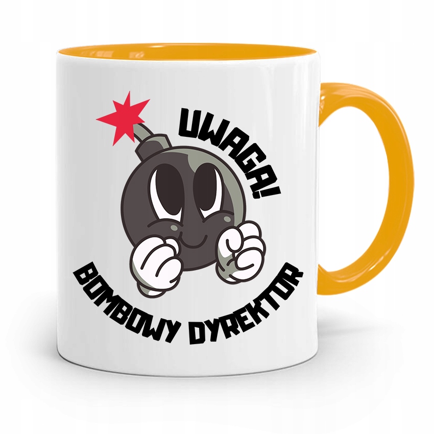 Dla Dyrektora Kubek Żółty Bombowy Dyrektor Z Nadrukiem Ze Zdjęciem