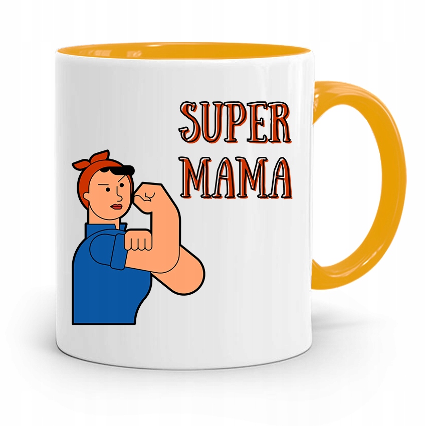 Kubek Żółty Prezent Dla Super Mamy Matki Mamusi Z Nadrukiem Ze Zdjęciem