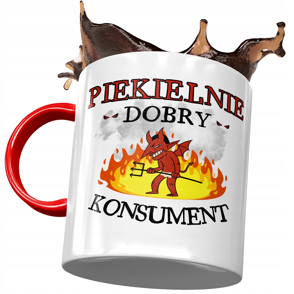 Kubek Czerwony Dla Konsumenta Piekielnie Dobry Z Nadrukiem Ze Zdjęciem