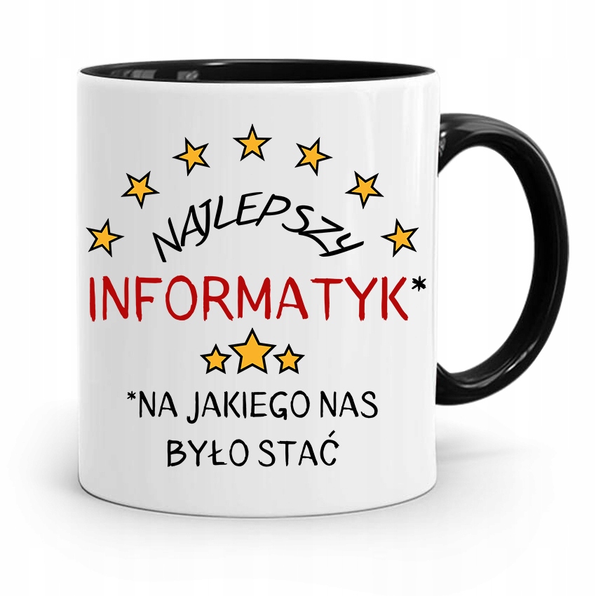 Kubek Czarny Informatyka Programisty Najlepszy Inf Z Nadrukiem Ze Zdjęciem