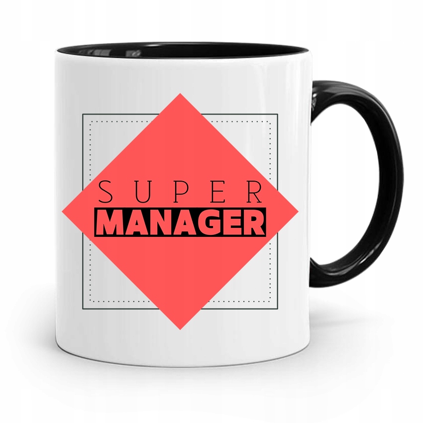 Kubek Czarny Dla Kierownika Super Manager Prezent Z Nadrukiem Ze Zdjęciem