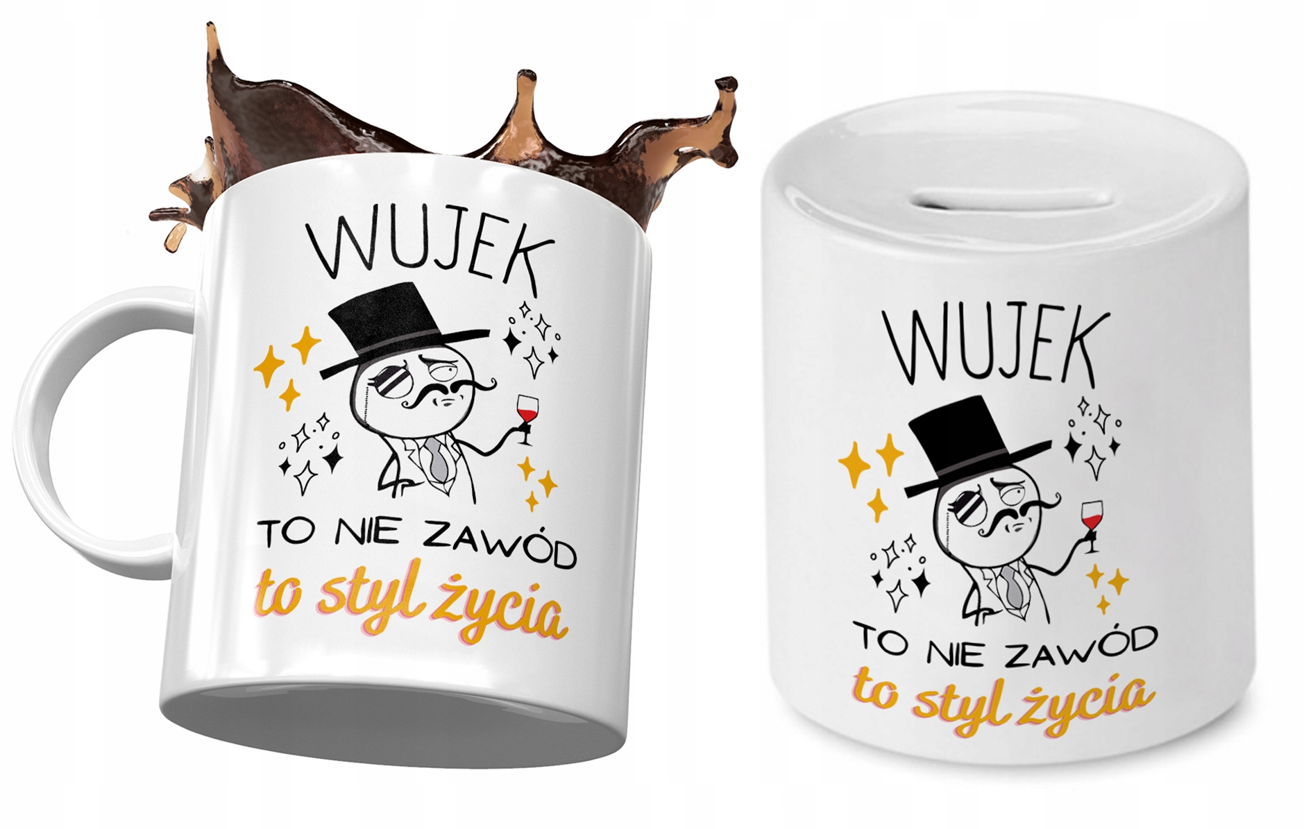 Dla Wujka Zestaw Kubek + Skarbonka Na Prezent Z Nadrukiem Ze Zdjęciem