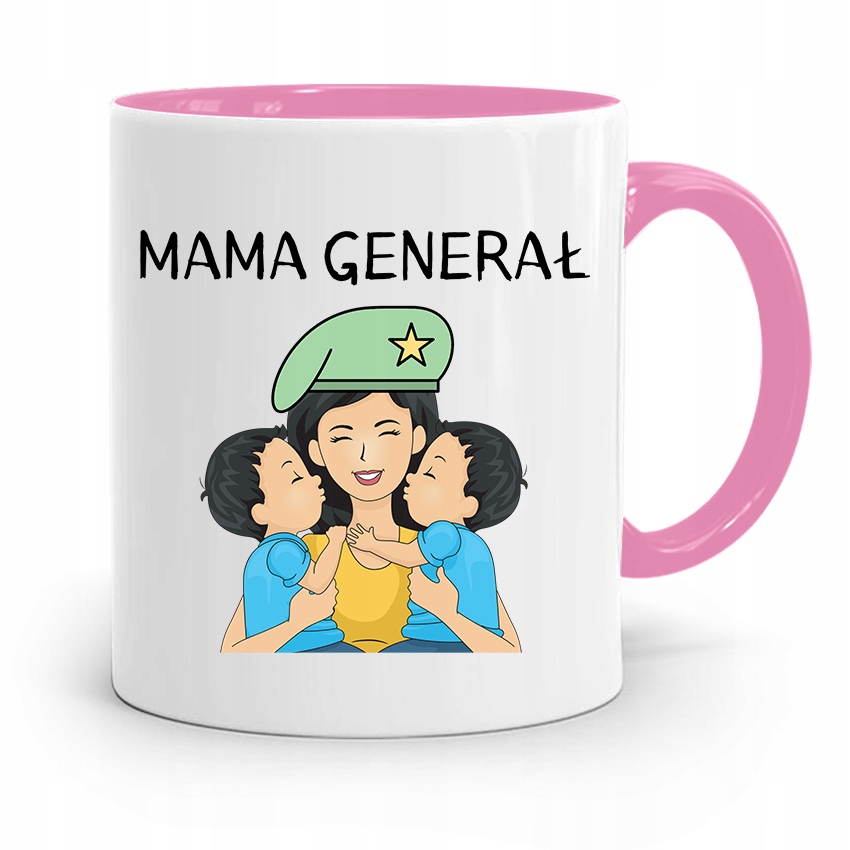 Kubek Różowy Prezent Dla Mamy Mama Generał Prezent Z Nadrukiem Ze Zdjęciem
