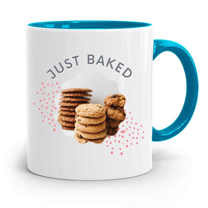 Kubek Błękitny Prezent Dla Piekarza Just Baked Z Nadrukiem Ze Zdjęciem
