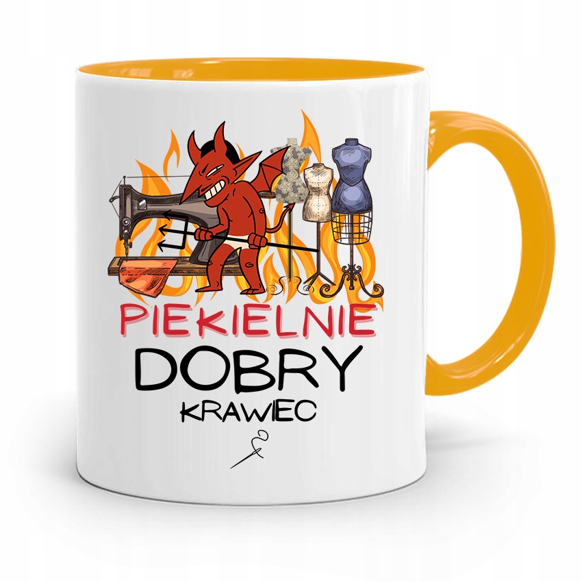 Kubek Żółty Dla Krawca Piekielnie Dobry Krawiec Z Nadrukiem Ze Zdjęciem