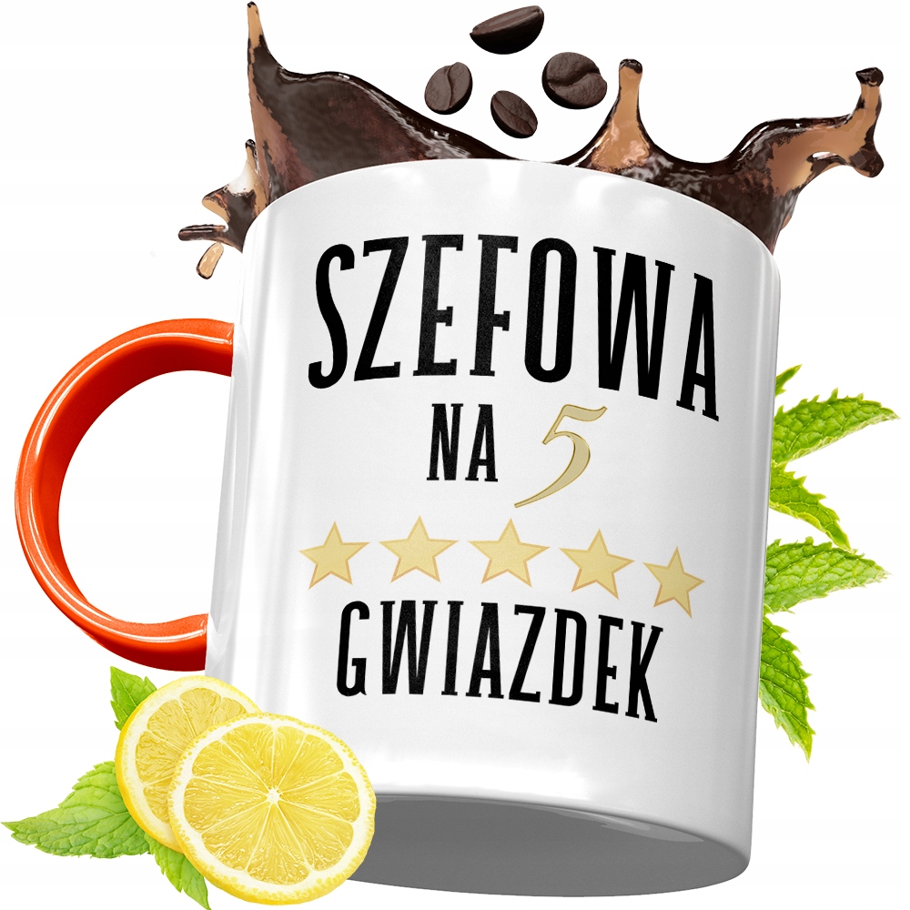 Kubek Pomarańczowy Dla Szefa Prezent Z Nadrukiem Ze Zdjęciem