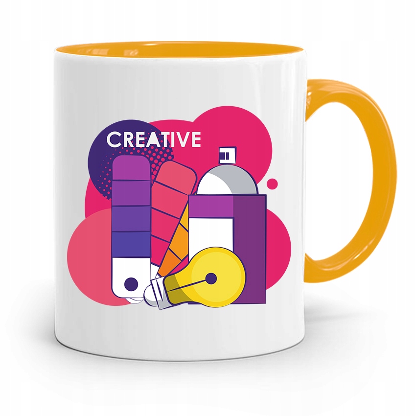 Kubek Żółty Prezent Dla Grafika Creative Z Nadrukiem Ze Zdjęciem