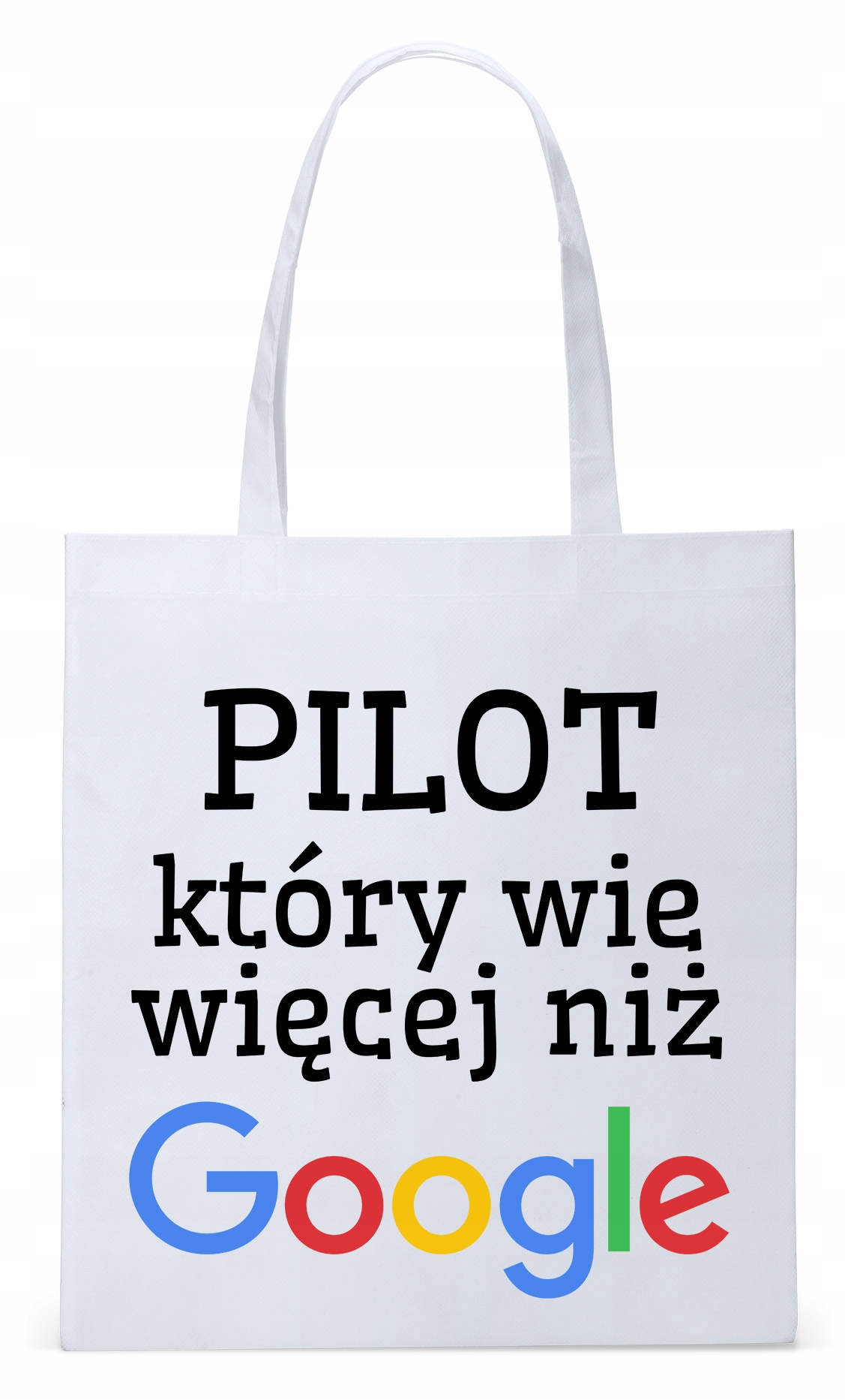 Torba Biała Eco Shopper Dla Pilota Z Nadrukiem Ze Zdjęciem