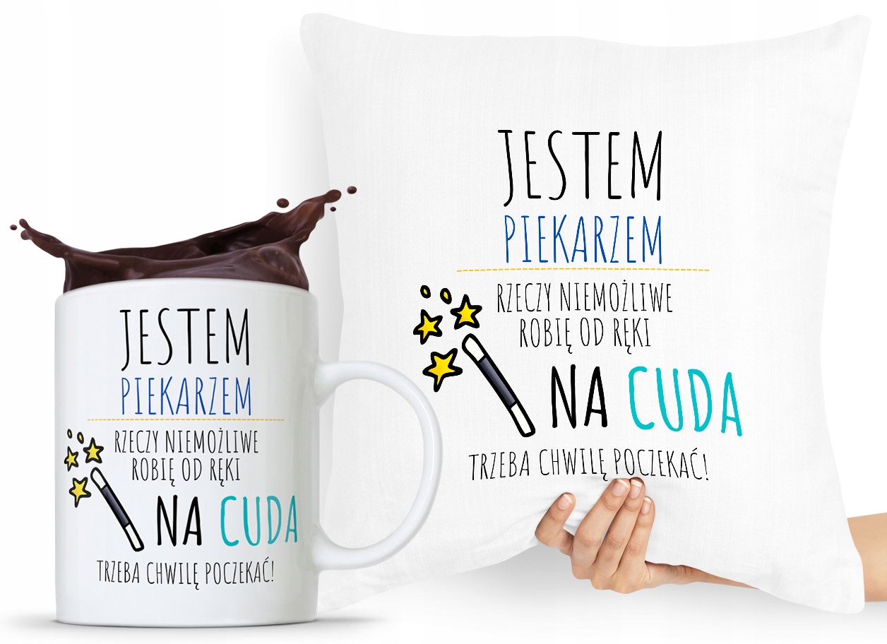 Zestaw Poduszka + Kubek Prezent Dla Piekarza Z Nadrukiem Ze Zdjęciem