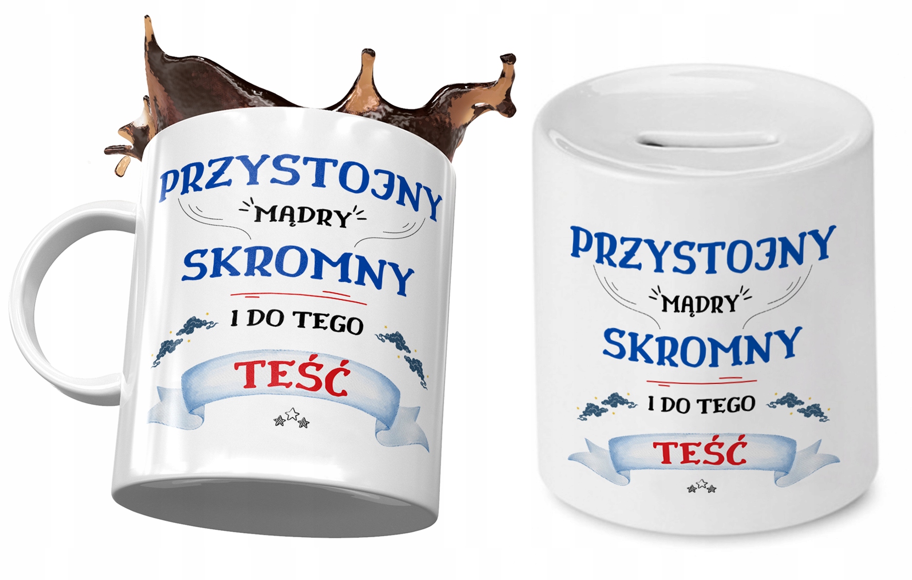 Dla Teścia Zestaw Kubek + Skarbonka Na Prezent Z Nadrukiem Ze Zdjęciem