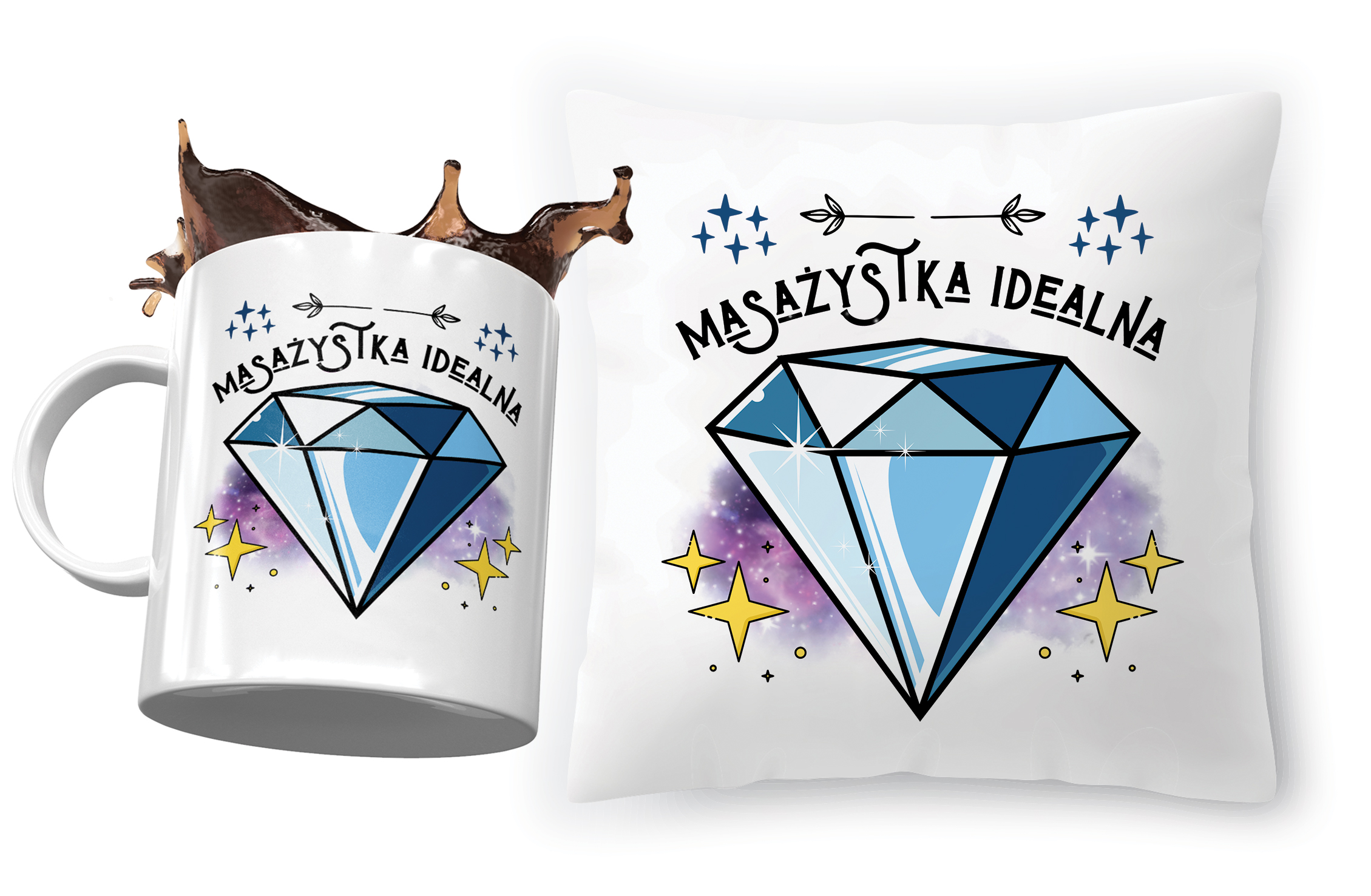 Dla Masażystki Zestaw Poduszka + Kubek Na Prezent Z Nadrukiem Ze Zdjęciem