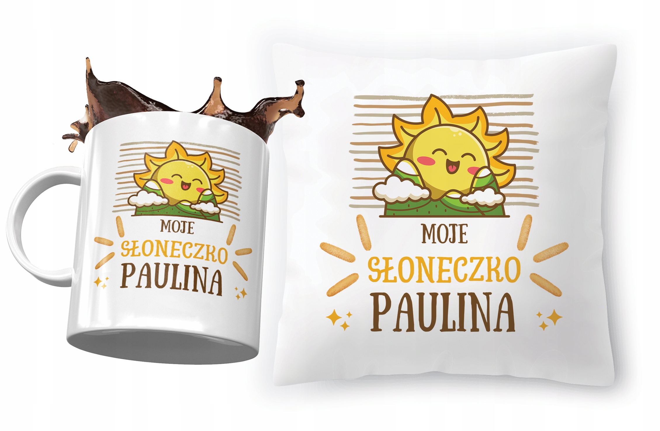 Zestaw Dla Pauliny Poduszka + Kubek Dla Dziecka Z Nadrukiem Ze Zdjęciem