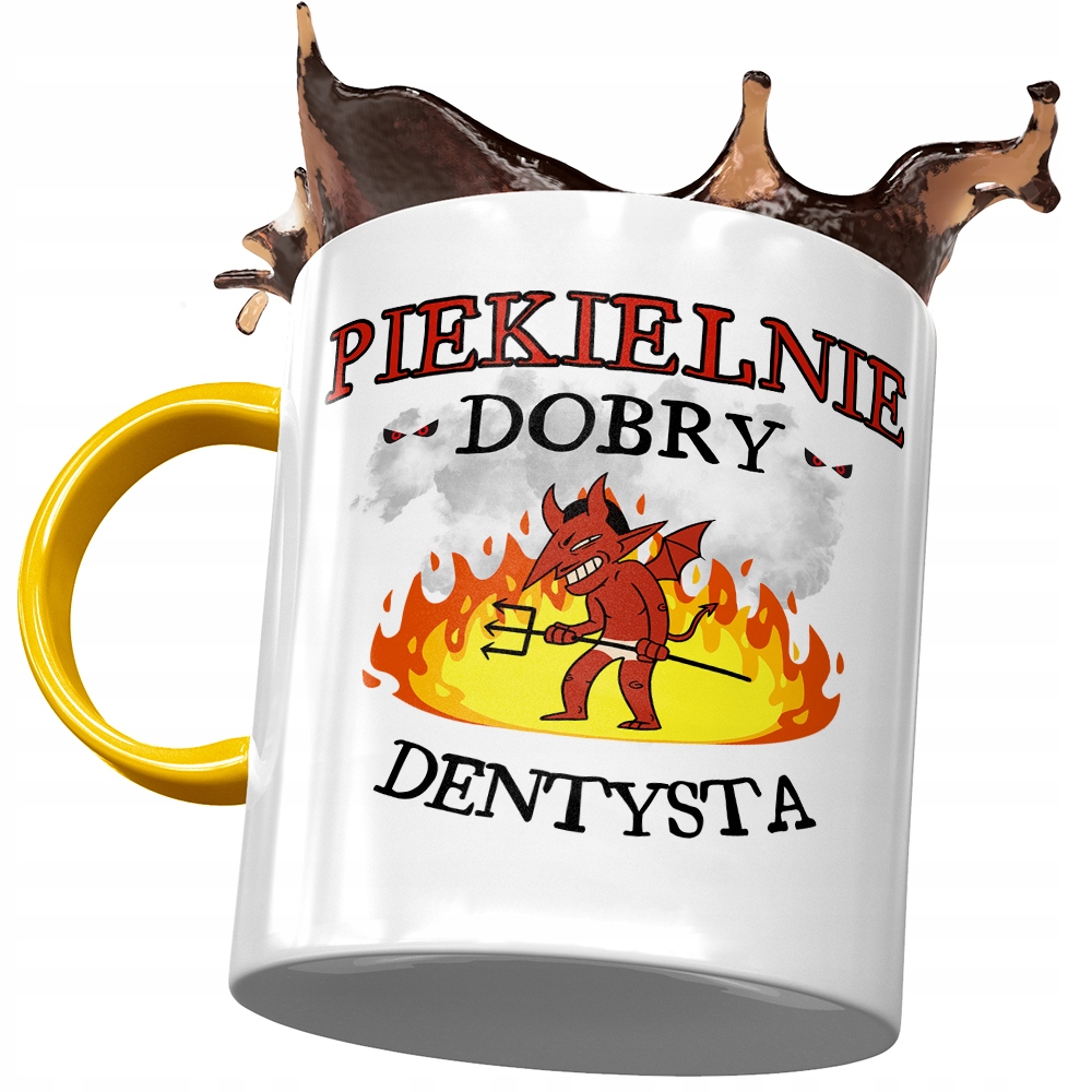 Kubek Żółty Dla Dentysty Piekielnie Dobry Prezent Z Nadrukiem Ze Zdjęciem