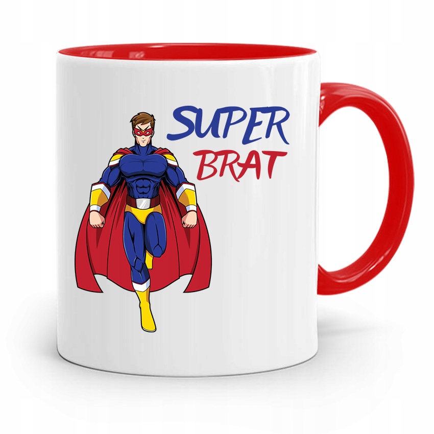 Kubek Czerwony Prezent Dla Brata Super Brat Z Nadrukiem Ze Zdjęciem