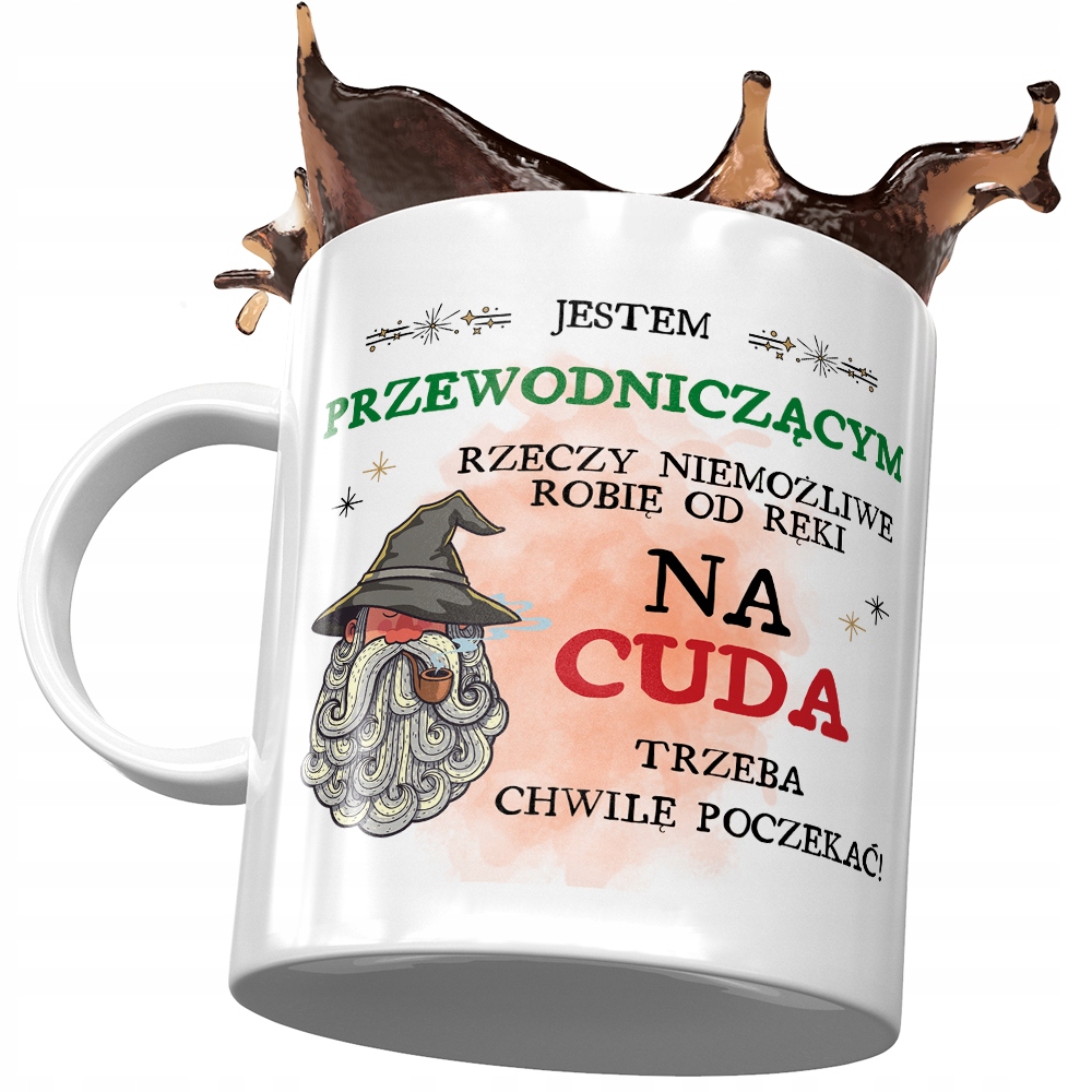 Kubek Dla Przewodniczącego Na Cuda Trzeba Poczekać Z Nadrukiem Ze Zdjęciem