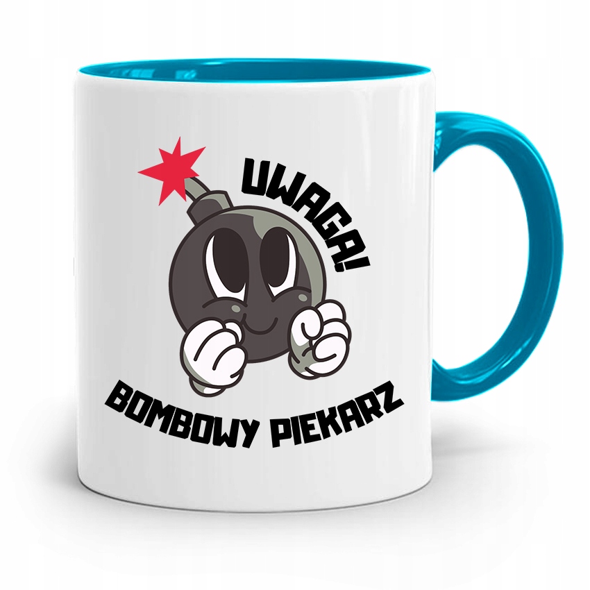Kubek Błękitny Prezent Dla Bombowy Piekarza Z Nadrukiem Ze Zdjęciem