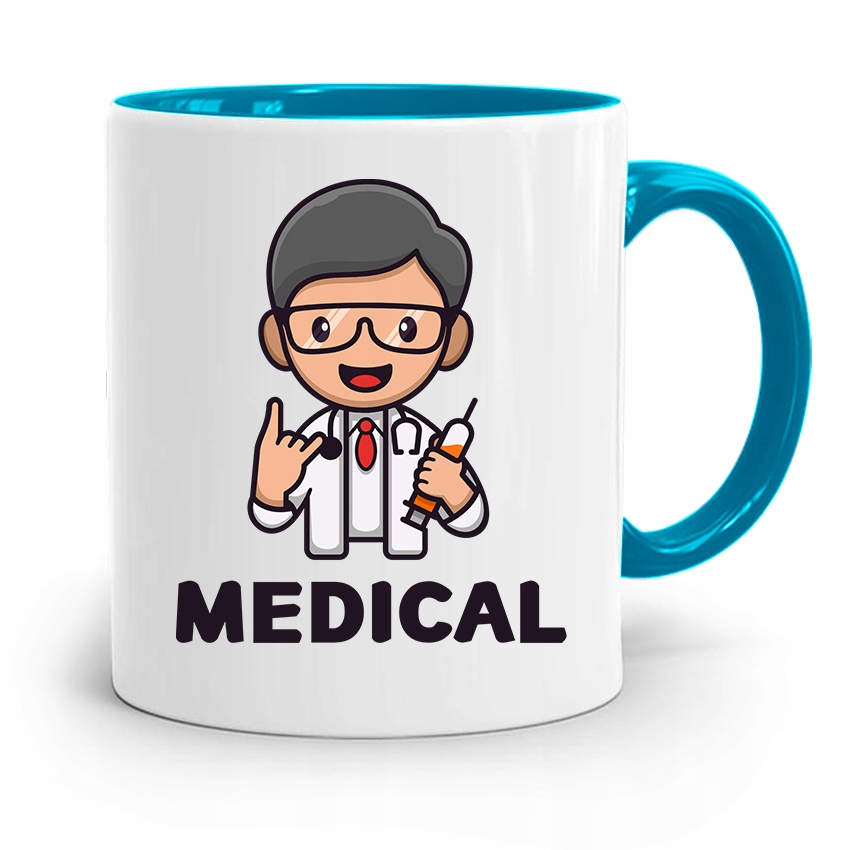 Kubek Błękitny Dla Doktora Lekarz Doktor Medical Z Nadrukiem Ze Zdjęciem