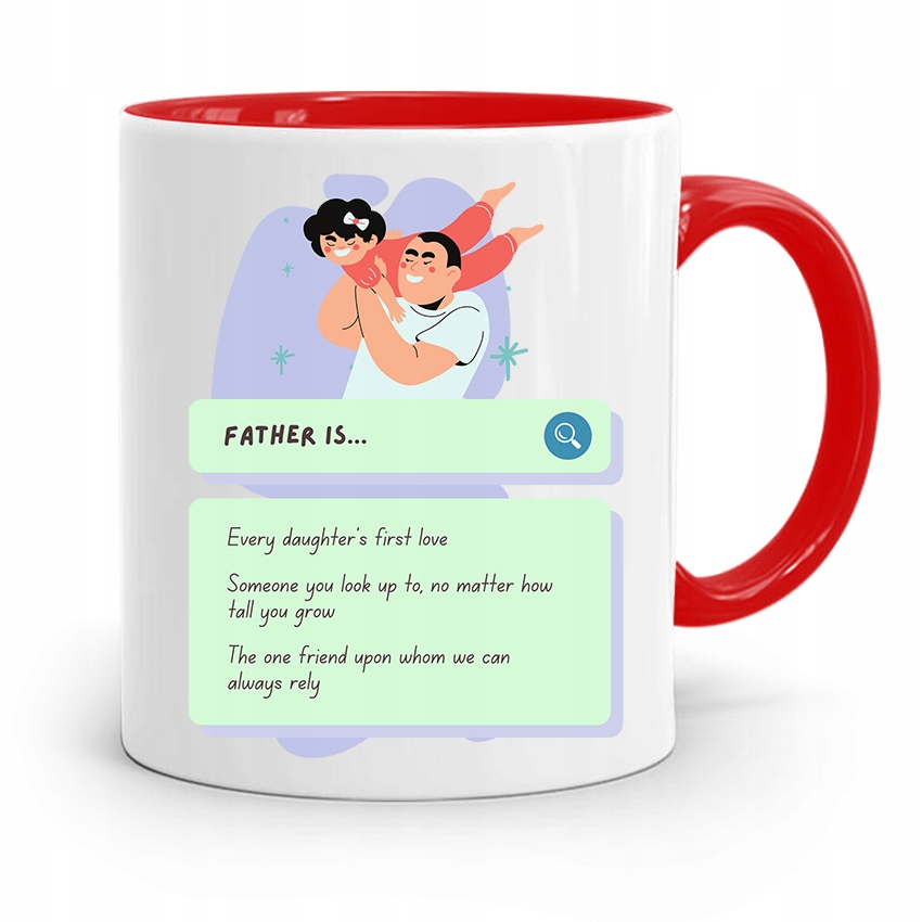 Kubek Czerwony Dla Taty Ojca Father Is... Prezent Z Nadrukiem Ze Zdjęciem