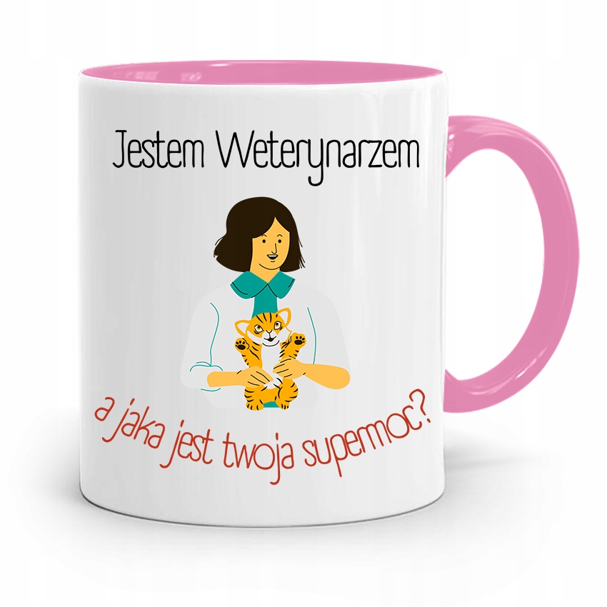 Kubek Różowy Weterynarza Jestem Weterynarzem Z Nadrukiem Ze Zdjęciem