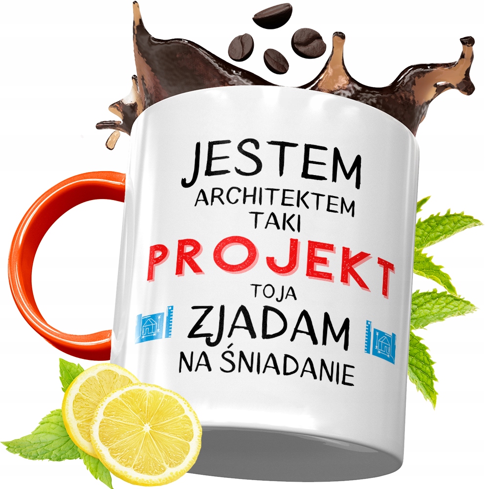 Kubek Pomarańczowy Dla Architekta Prezent Z Nadrukiem Ze Zdjęciem