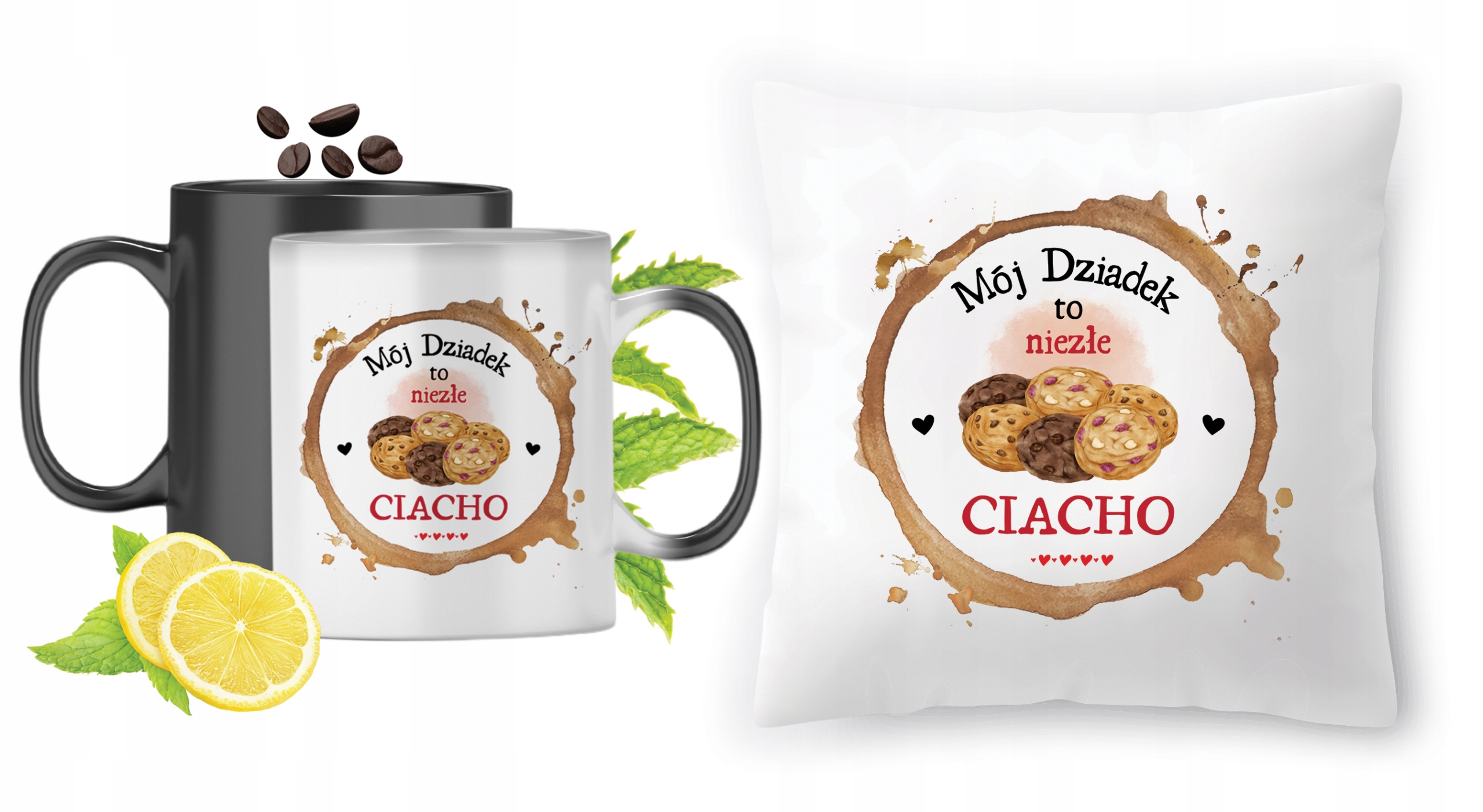 Dla Dziadka Zestaw Kubek Magiczny + Poduszka Z Nadrukiem Ze Zdjęciem