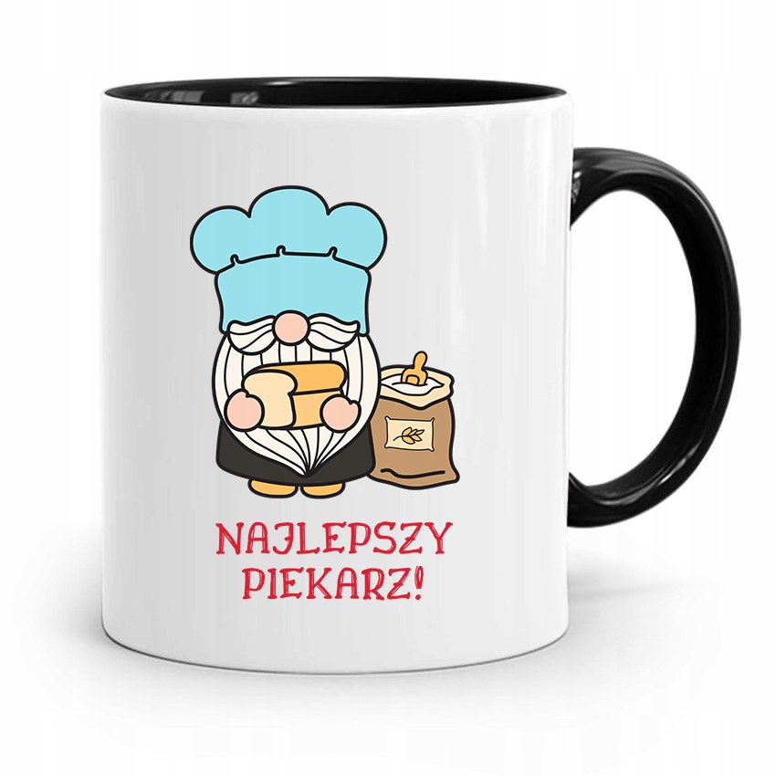 Kubek Czarny Prezent Dla Najlepszego Piekarza Z Nadrukiem Ze Zdjęciem