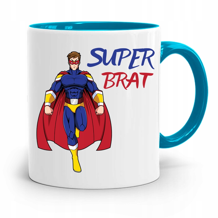 Kubek Błękitny Prezent Dla Brata Super Brat Z Nadrukiem Ze Zdjęciem